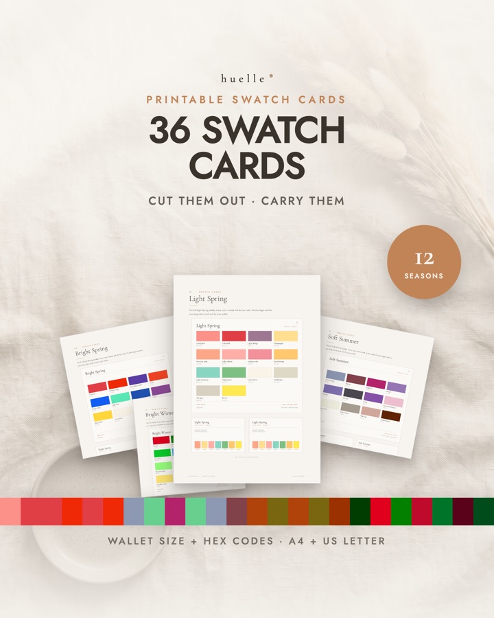 Printable swatch cards for all twelve seasons